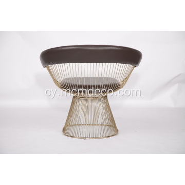 Cadeirydd Bwyta Fodern Leather Warren Platner